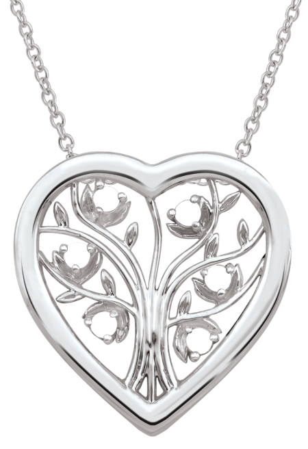 Mother's Gemstone Family Tree Heart Pendant (2-6 Stones) | Peoples