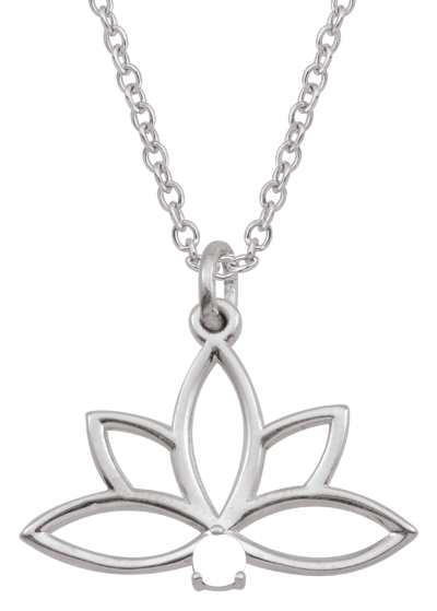 Gemstone Lotus Outline Pendant (1 Stone) | Peoples Jewellers